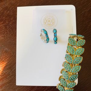 Turquoise blue green hoop earrings